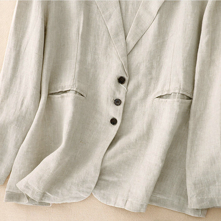 Buddha Stones Commute Retro Damenjacke mit Revers und Taschen in reinen Farben - image 10