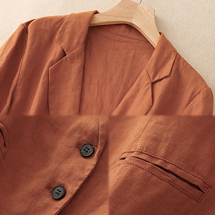 Buddha Stones Commute Retro Damenjacke mit Revers und Taschen in reinen Farben - image 14
