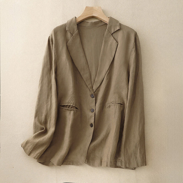 Buddha Stones Commute Retro Damenjacke mit Revers und Taschen in reinen Farben - Dunkelgoldenrod - US12, UK/AU16, EU44 (2XL) - image 0