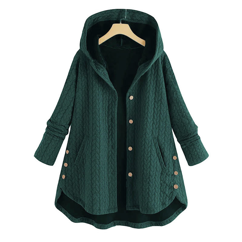 Buddha Stones ​​Herbstweizenährenmuster Damen-Langarmmantel mit Kapuze und Taschen - Dunkelcyan - US22, UK/AU26, EU54 (8XL) - image 9