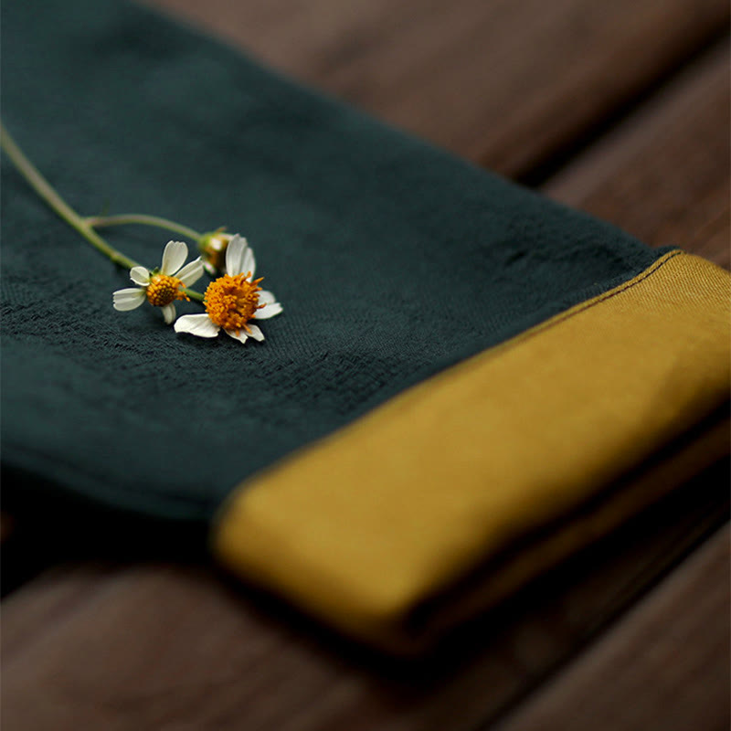 Buddha Stones Baumwoll-Midikleid mit Froschknopfleiste, V-Ausschnitt, langen Ärmeln und Taschen - image 8