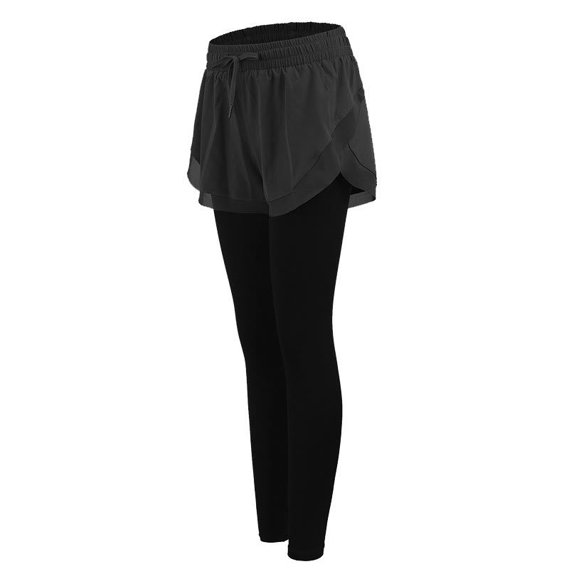 Buddha Stones 2-in-1 Sport-Leggings, Outdoor-Fitness-Leggings für Damen, Yoga-Hosen - Schwarz - US 8-10, UK/AU 12-14, EU 40-42 (XL) - image 11