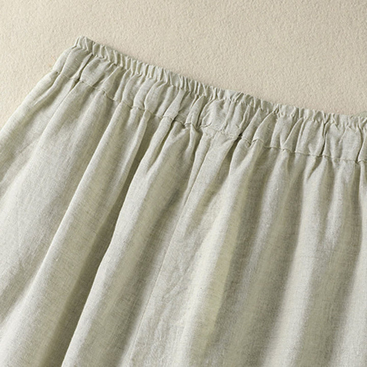 Buddha Stones Lässige Sommerhose aus Leinen mit Kordelzug, weitem Bein und Tasche - image 10