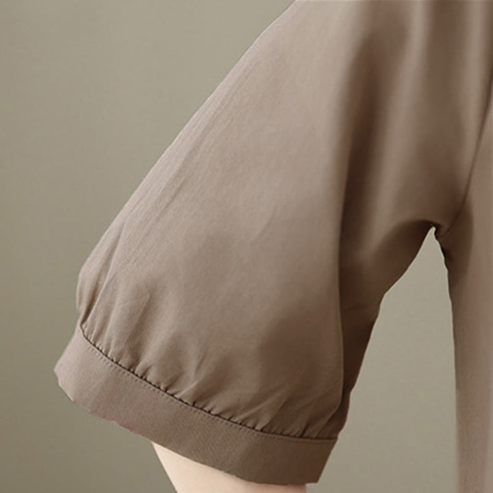 Buddha Stones Minimalistisches, lässiges Kurzarmhemd für Damen mit Viertelreißverschluss und aufgesetzter Tasche – perfekt für den Sommer. - image 9