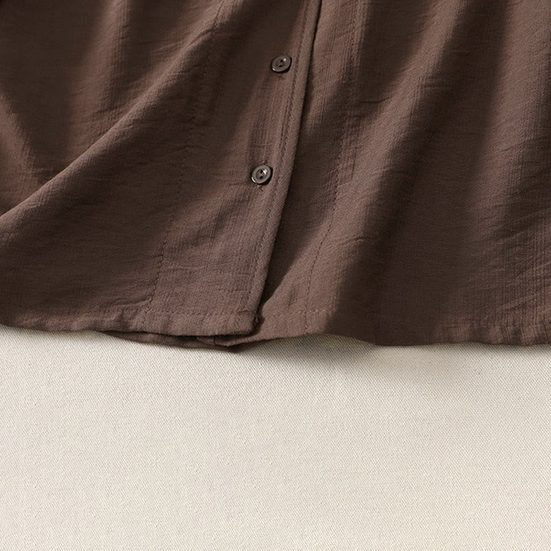 Buddha Stones Lässiges, minimalistisches, einfarbiges Langarmhemd für Damen mit Knopfleiste – Sommerlich - image 19