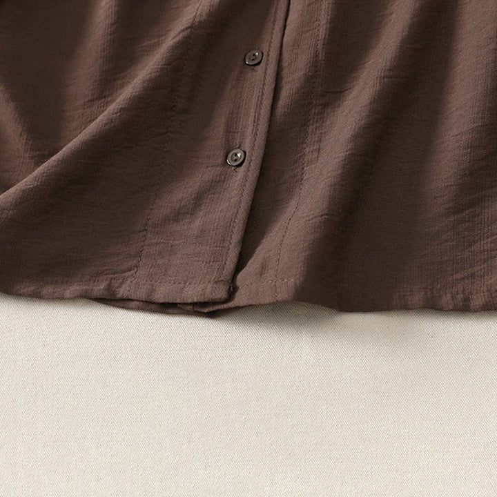 Buddha Stones Lässiges, minimalistisches, einfarbiges Langarmhemd für Damen mit Knopfleiste – Sommerlich - image 19