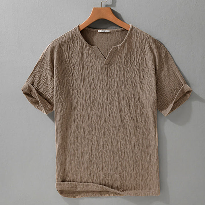 Buddha Stones Lässiges, minimalistisches Kurzarm-T-Shirt für Herren mit V-Ausschnitt aus Sommer. - image 6