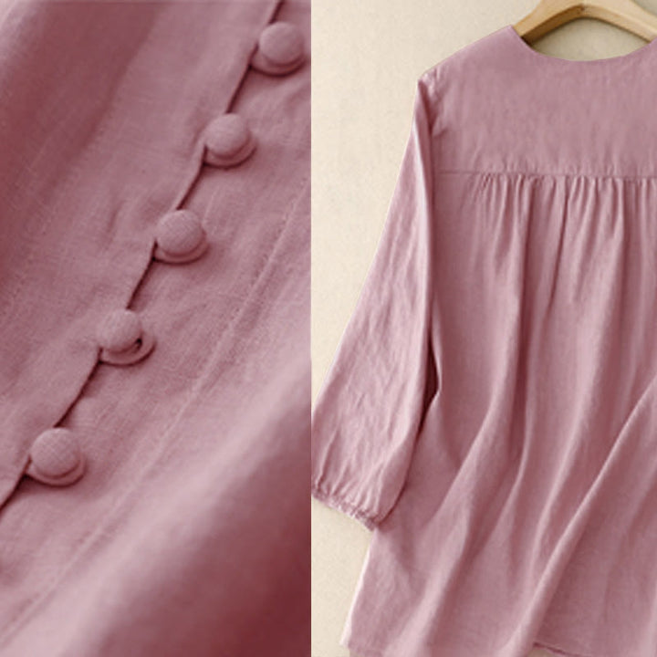 Damen-Langarmshirt mit Buddha Stones -Motiv und V-Ausschnitt - image 3