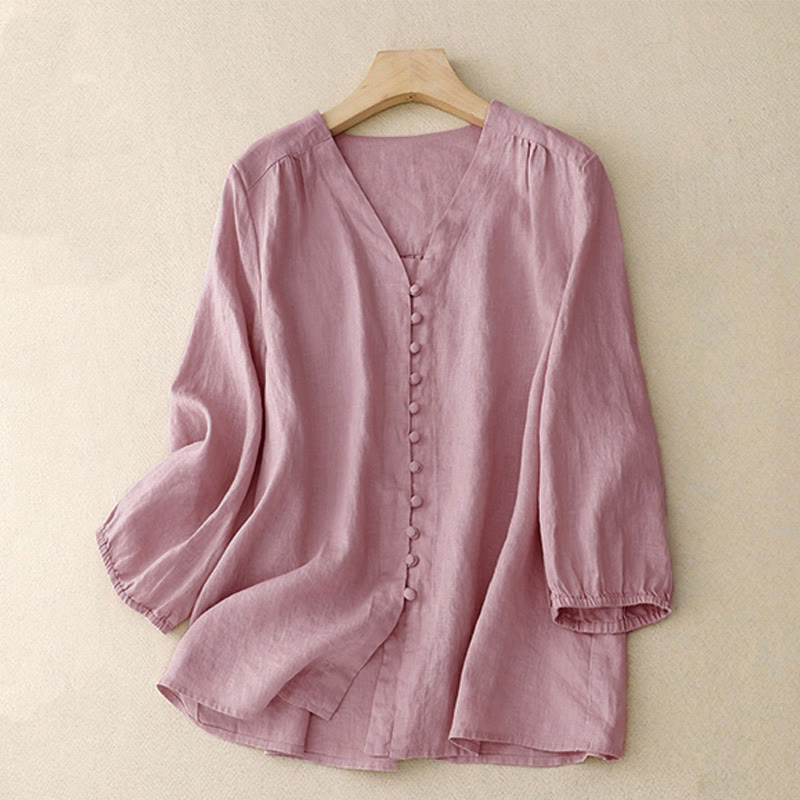 Damen-Langarmshirt mit Buddha Stones -Motiv und V-Ausschnitt - Rosa - US 8-10, UK/AU 12-14, EU 40-42 (2XL) - image 0
