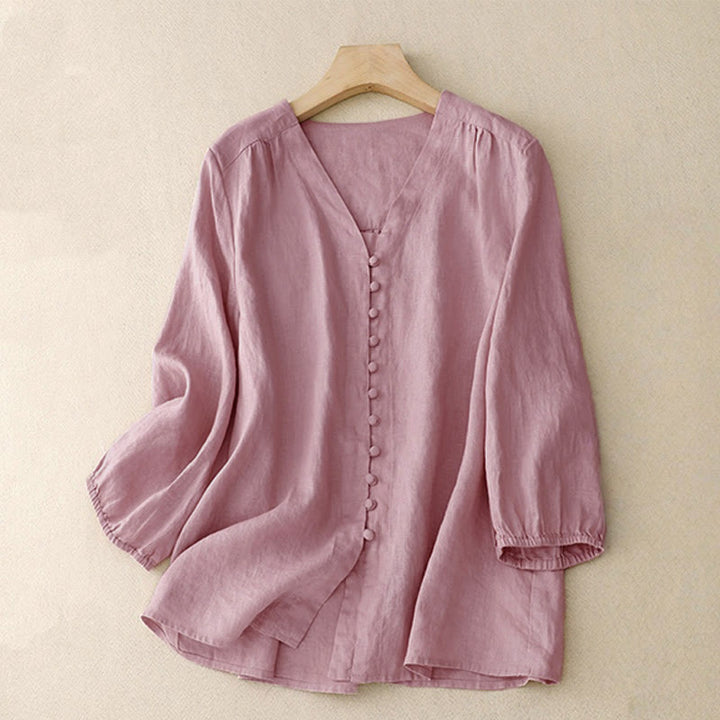 Damen-Langarmshirt mit Buddha Stones -Motiv und V-Ausschnitt - Rosa - US 8-10, UK/AU 12-14, EU 40-42 (2XL) - image 0