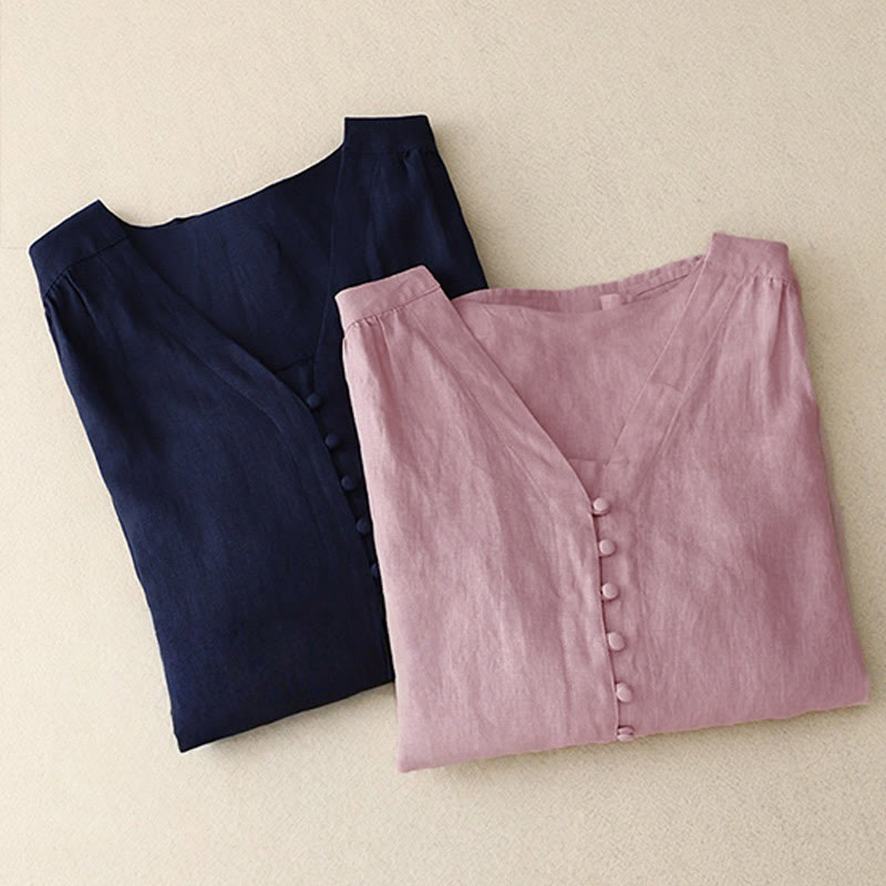 Damen-Langarmshirt mit Buddha Stones -Motiv und V-Ausschnitt - image 11