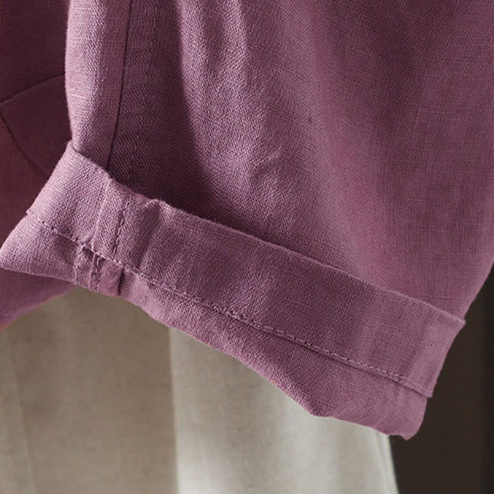 Buddha Stones Damenjacke mit V-Ausschnitt und Taschen in reinen Farben - image 15