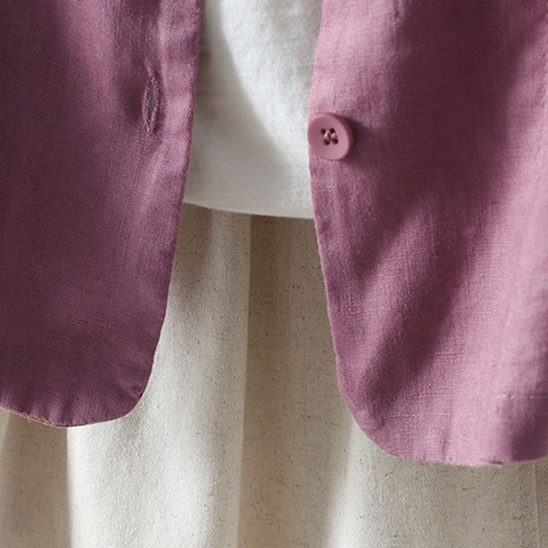 Buddha Stones Damenjacke mit V-Ausschnitt und Taschen in reinen Farben - image 12