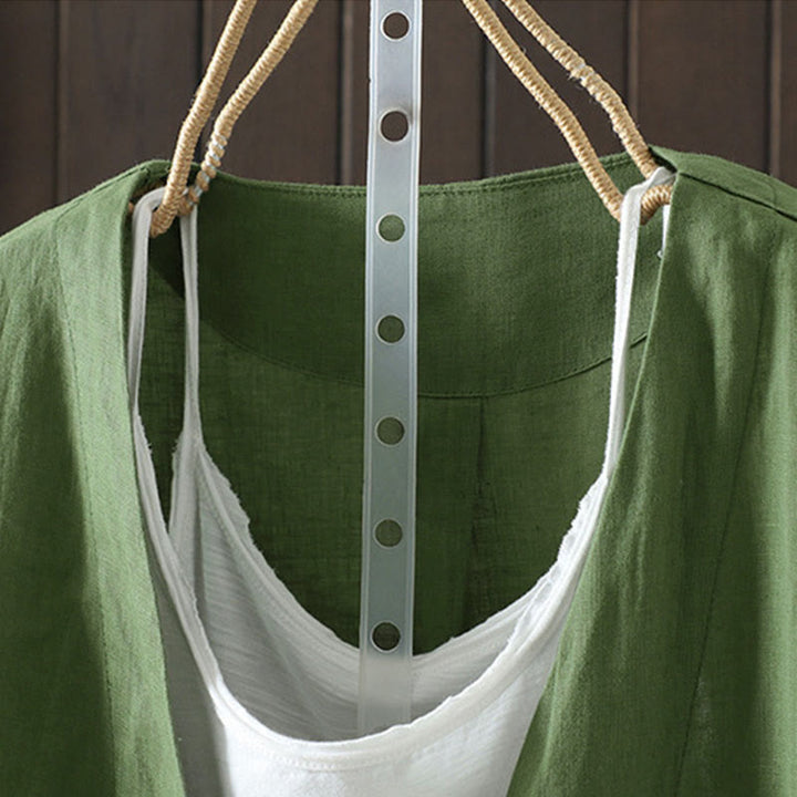 Buddha Stones Damenjacke mit V-Ausschnitt und Taschen in reinen Farben - image 18