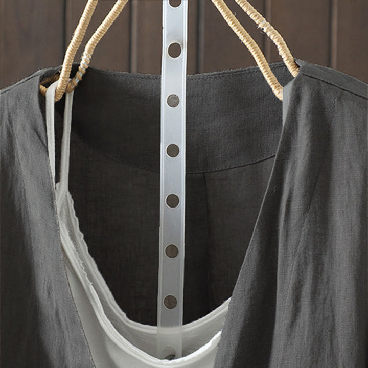 Buddha Stones Damenjacke mit V-Ausschnitt und Taschen in reinen Farben - image 24