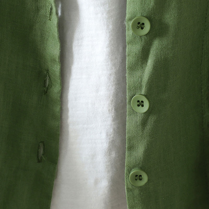 Buddha Stones Damenjacke mit V-Ausschnitt und Taschen in reinen Farben - image 19