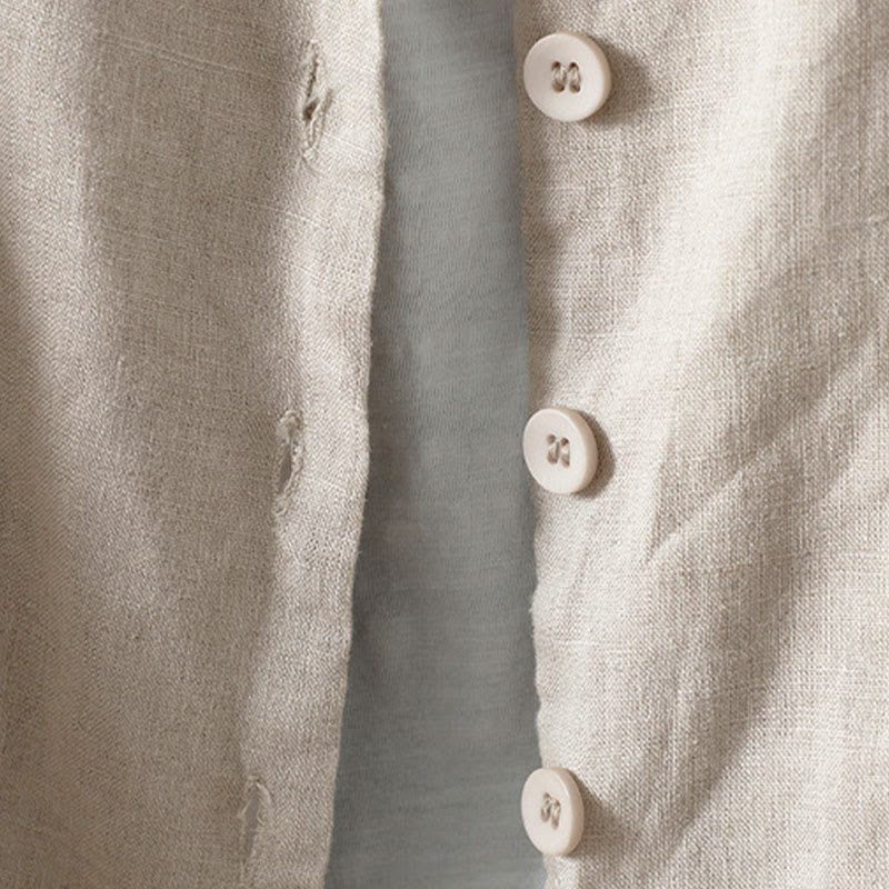 Buddha Stones Damenjacke mit V-Ausschnitt und Taschen in reinen Farben - image 3