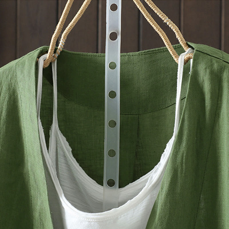 Buddha Stones Damenjacke mit V-Ausschnitt und Taschen in reinen Farben - image 18