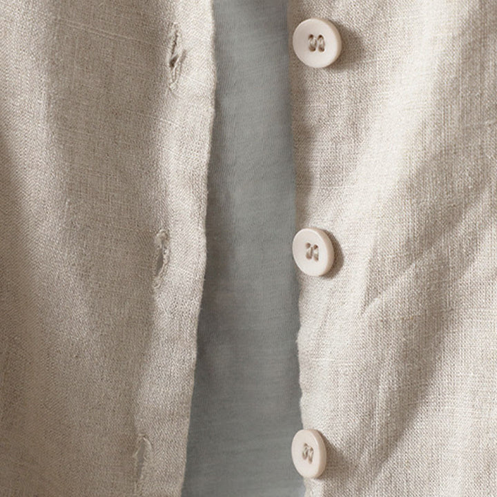 Buddha Stones Damenjacke mit V-Ausschnitt und Taschen in reinen Farben - image 3