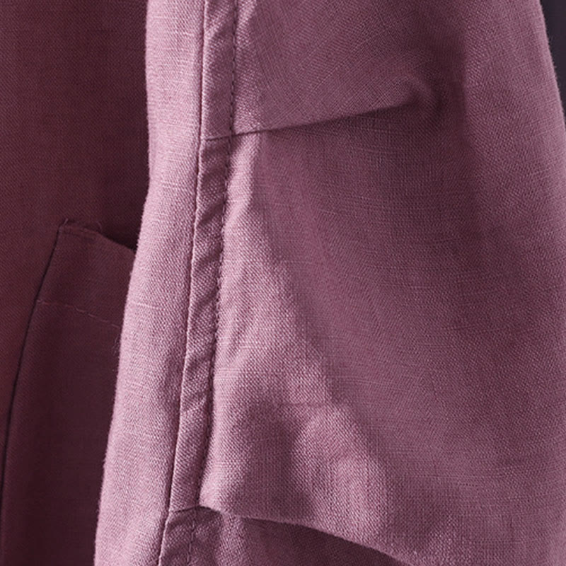 Buddha Stones Damenjacke mit V-Ausschnitt und Taschen in reinen Farben - image 13