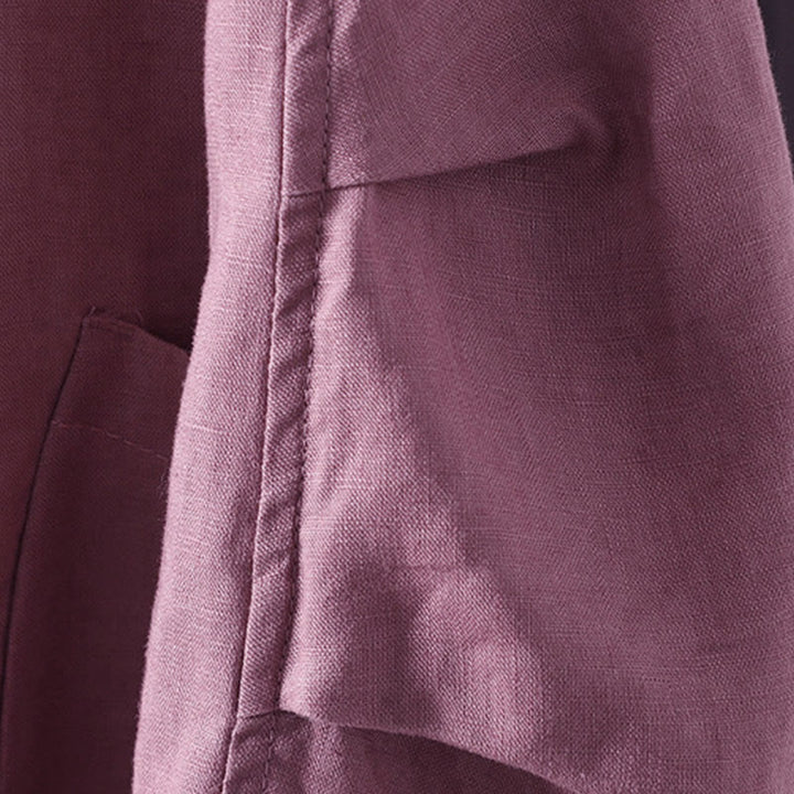 Buddha Stones Damenjacke mit V-Ausschnitt und Taschen in reinen Farben - image 13