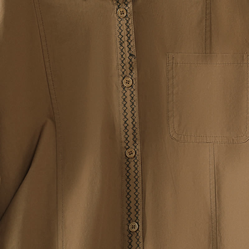 Buddha Stones Lässiges, minimalistisches Langarmshirt für Damen mit Kontrastbesatz und aufgesetzter Tasche – ideal für den Sommer. - image 15