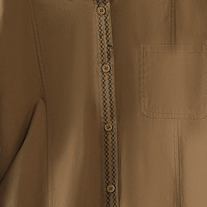Buddha Stones Lässiges, minimalistisches Langarmshirt für Damen mit Kontrastbesatz und aufgesetzter Tasche – ideal für den Sommer. - image 15