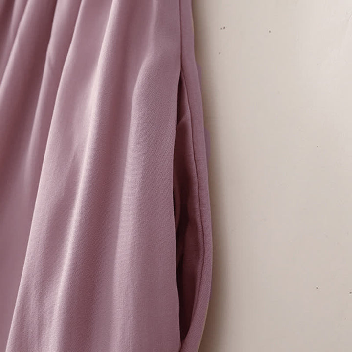 Buddha Stones Sommerliche, lässig-elegante, einfarbige Cropped-Hose mit Kordelzug, weitem Bein und Taschen für Damen - image 18