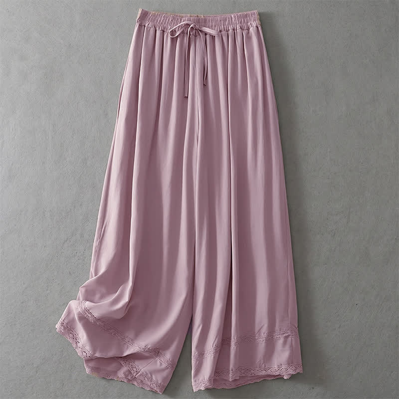 Buddha Stones Sommerliche, lässig-elegante, einfarbige Cropped-Hose mit Kordelzug, weitem Bein und Taschen für Damen - Distel - US8-10, UK/AU12-14, EU40-42 (2XL) - image 14