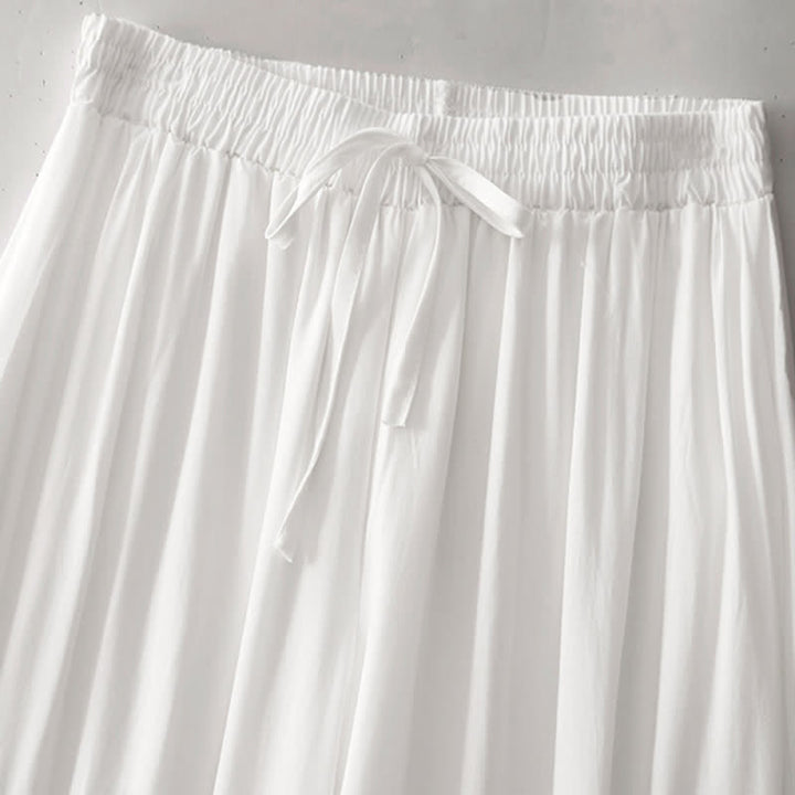 Buddha Stones Sommerliche, lässig-elegante, einfarbige Cropped-Hose mit Kordelzug, weitem Bein und Taschen für Damen - image 25