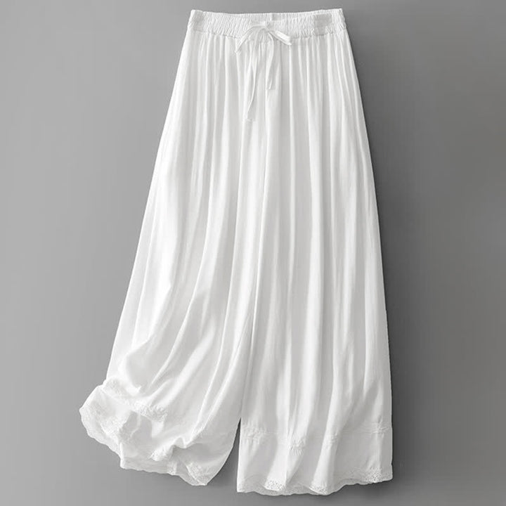 Buddha Stones Sommerliche, lässig-elegante, einfarbige Cropped-Hose mit Kordelzug, weitem Bein und Taschen für Damen - Weiß - US8-10, UK/AU12-14, EU40-42 (2XL) - image 24