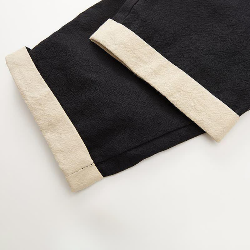Buddha Stones Minimalistischer, lässiger Kimono für Herren aus einfarbiger Baumwolle mit Dreiviertelärmeln, Knotenverschluss und Knopfleiste für Frühling und Sommer - image 7