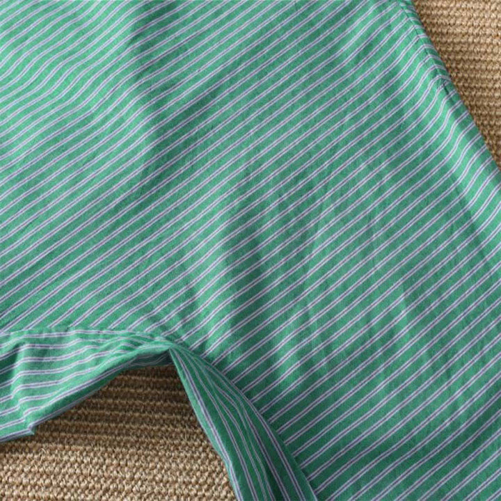 Buddha Stones Lässiges, minimalistisches Damen-Langarmshirt mit grünen Streifen und Rundhalsausschnitt für den Frühling - image 8