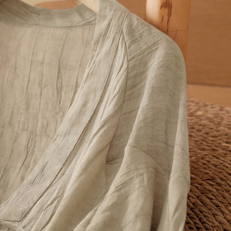 Buddha Stones Sommerlicher, lässiger Boho-Kimono mit Faltenmuster und Kordelzug für Damen - image 5