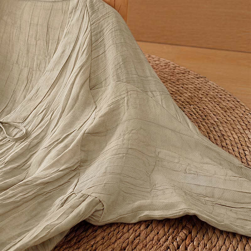 Buddha Stones Sommerlicher, lässiger Boho-Kimono mit Faltenmuster und Kordelzug für Damen - image 7