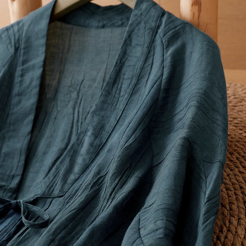 Buddha Stones Sommerlicher, lässiger Boho-Kimono mit Faltenmuster und Kordelzug für Damen - image 13