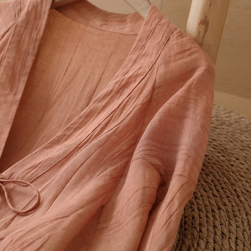 Buddha Stones Sommerlicher, lässiger Boho-Kimono mit Faltenmuster und Kordelzug für Damen - image 30