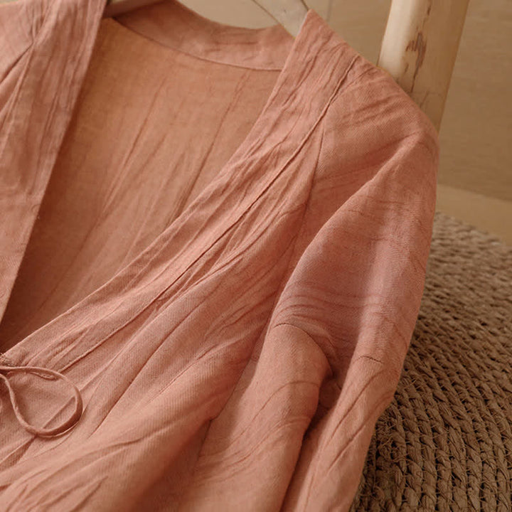 Buddha Stones Sommerlicher, lässiger Boho-Kimono mit Faltenmuster und Kordelzug für Damen - image 30