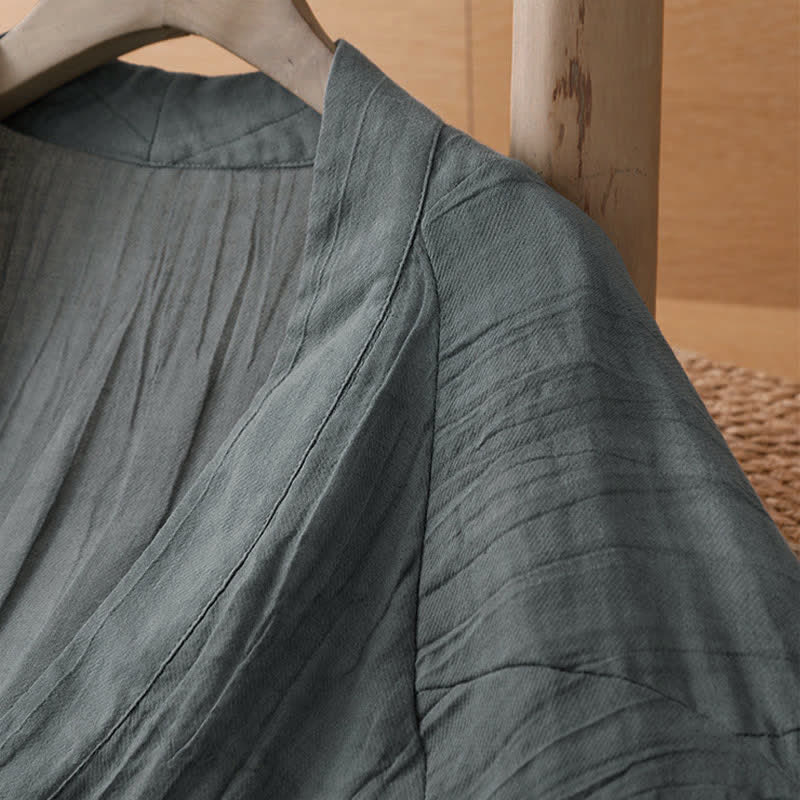 Buddha Stones Sommerlicher, lässiger Boho-Kimono mit Faltenmuster und Kordelzug für Damen - image 20