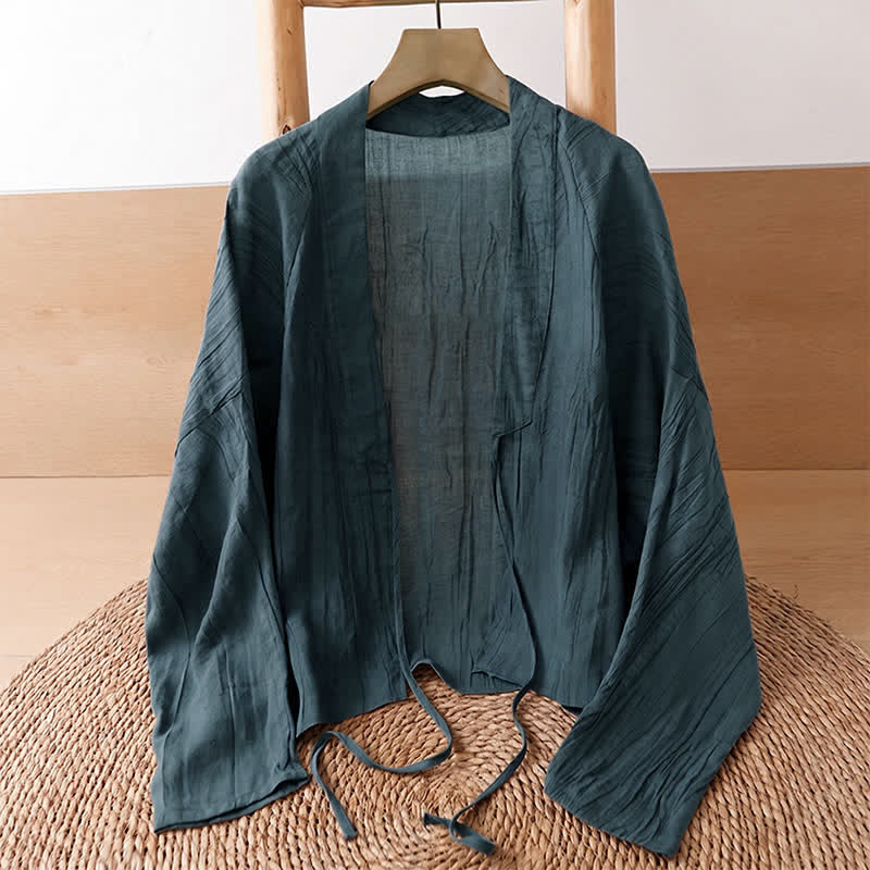 Buddha Stones Sommerlicher, lässiger Boho-Kimono mit Faltenmuster und Kordelzug für Damen - image 11