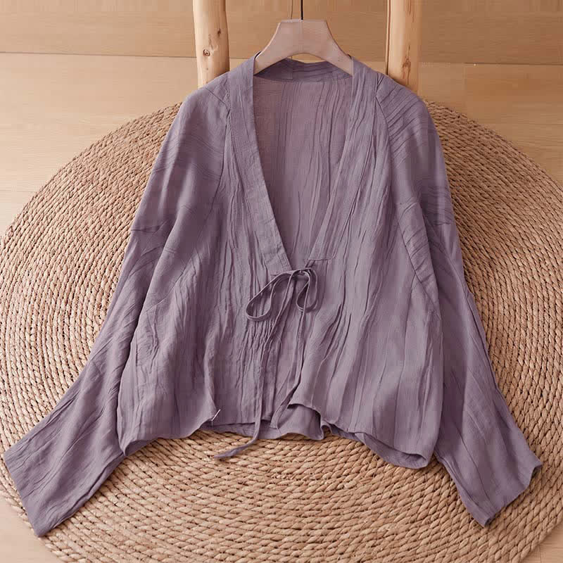 Buddha Stones Sommerlicher, lässiger Boho-Kimono mit Faltenmuster und Kordelzug für Damen - Pflaume - US14, UK/AU18, EU46 (2XL) - image 21