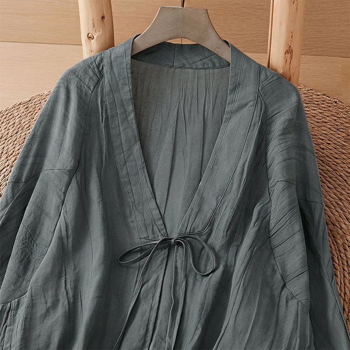 Buddha Stones Sommerlicher, lässiger Boho-Kimono mit Faltenmuster und Kordelzug für Damen - image 34
