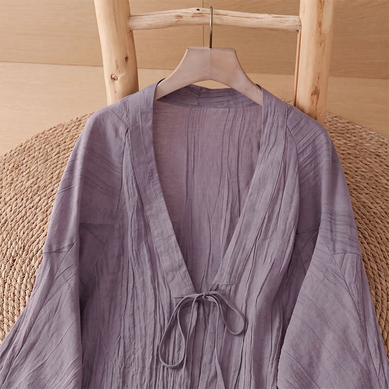 Buddha Stones Sommerlicher, lässiger Boho-Kimono mit Faltenmuster und Kordelzug für Damen - image 22