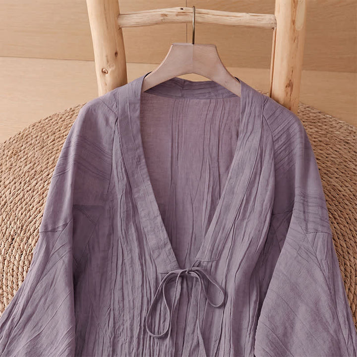 Buddha Stones Sommerlicher, lässiger Boho-Kimono mit Faltenmuster und Kordelzug für Damen - image 22