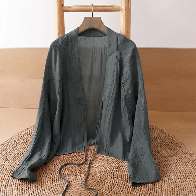 Buddha Stones Sommerlicher, lässiger Boho-Kimono mit Faltenmuster und Kordelzug für Damen - image 33