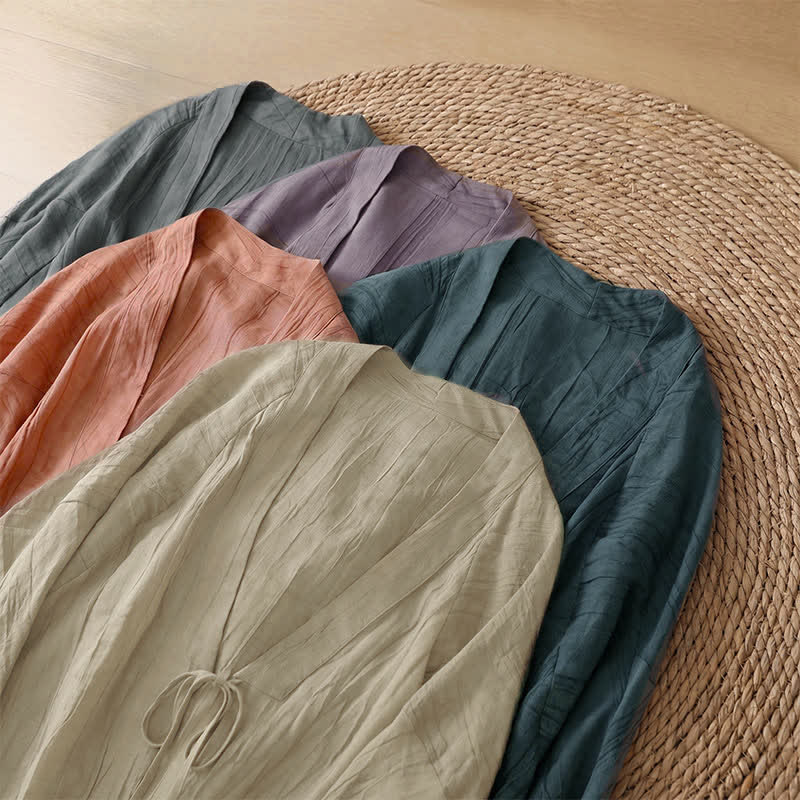 Buddha Stones Sommerlicher, lässiger Boho-Kimono mit Faltenmuster und Kordelzug für Damen - image 39