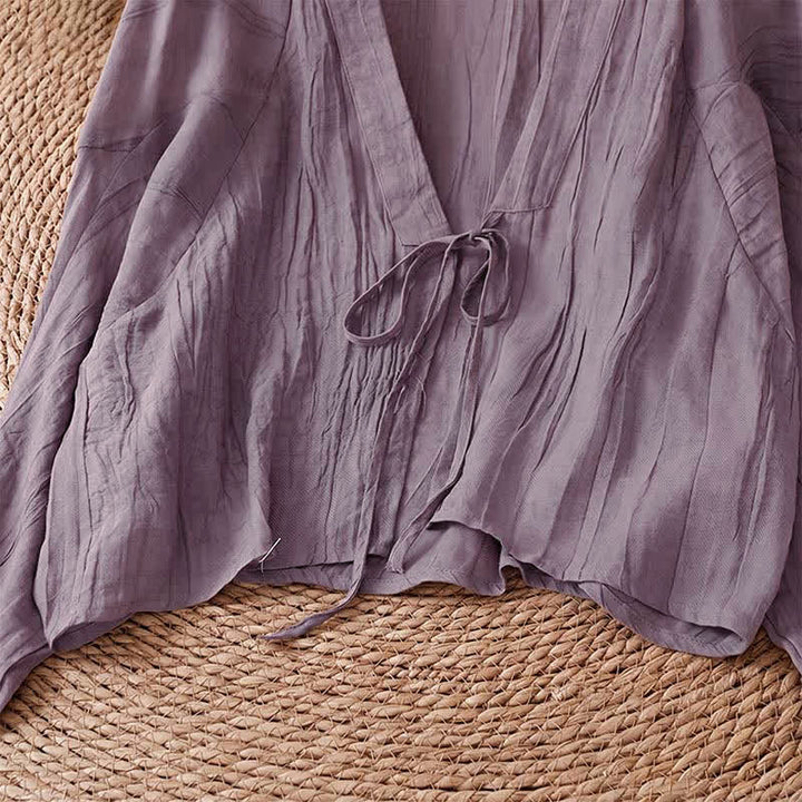 Buddha Stones Sommerlicher, lässiger Boho-Kimono mit Faltenmuster und Kordelzug für Damen - image 24