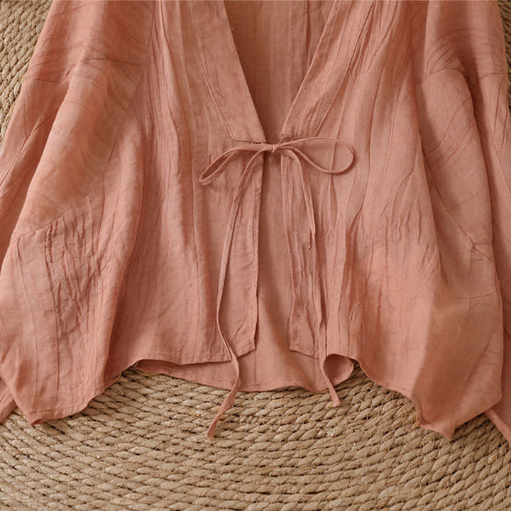 Buddha Stones Sommerlicher, lässiger Boho-Kimono mit Faltenmuster und Kordelzug für Damen - image 31