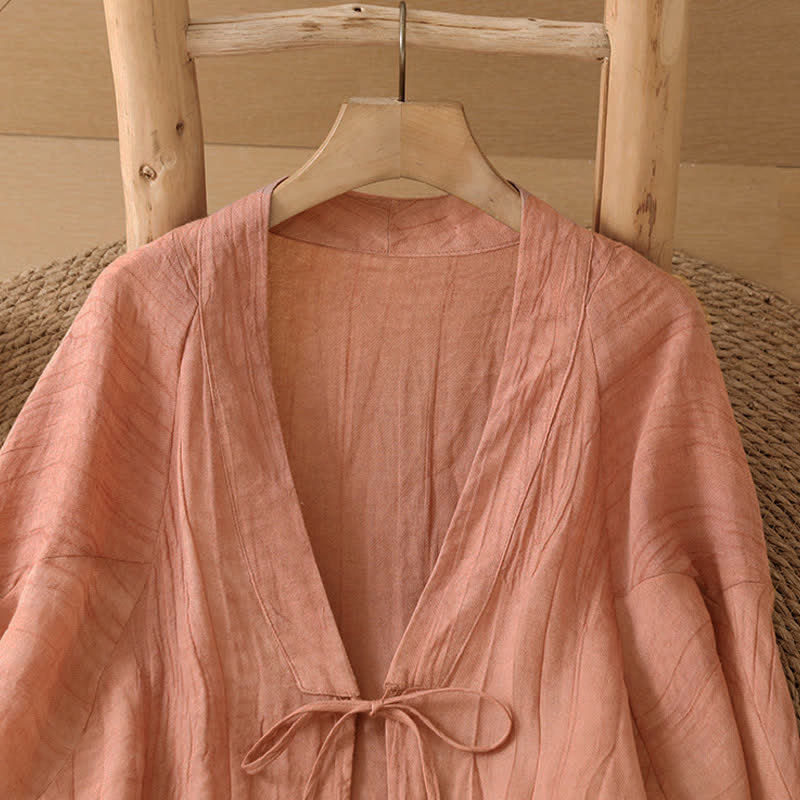 Buddha Stones Sommerlicher, lässiger Boho-Kimono mit Faltenmuster und Kordelzug für Damen - image 27