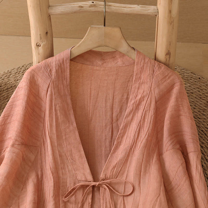 Buddha Stones Sommerlicher, lässiger Boho-Kimono mit Faltenmuster und Kordelzug für Damen - image 27
